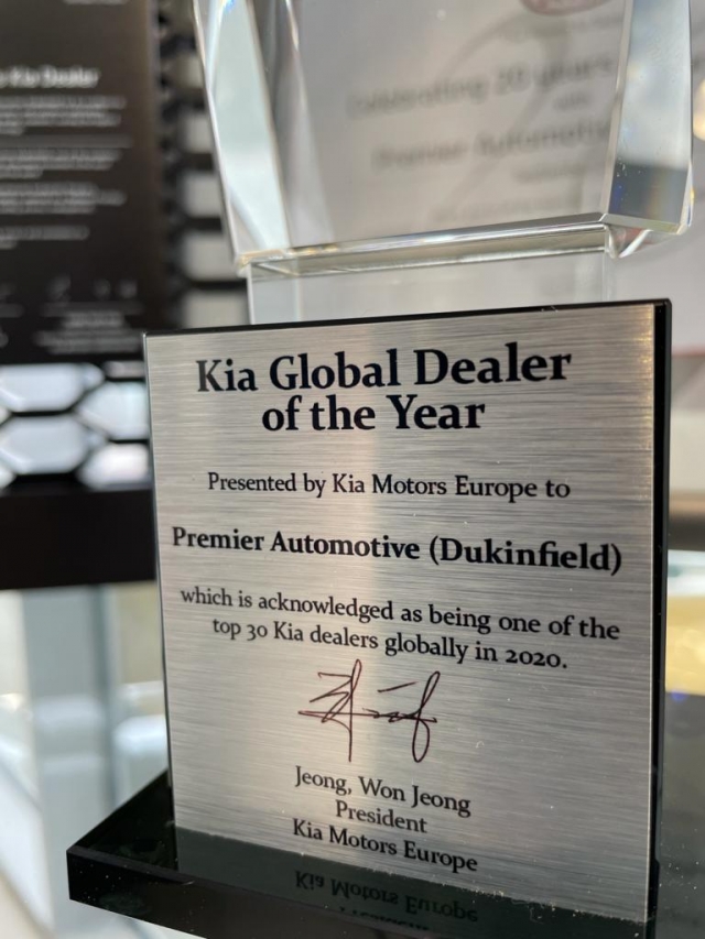 Kia Global Dealer of the Year 2020- Premier Kia Dukinfield