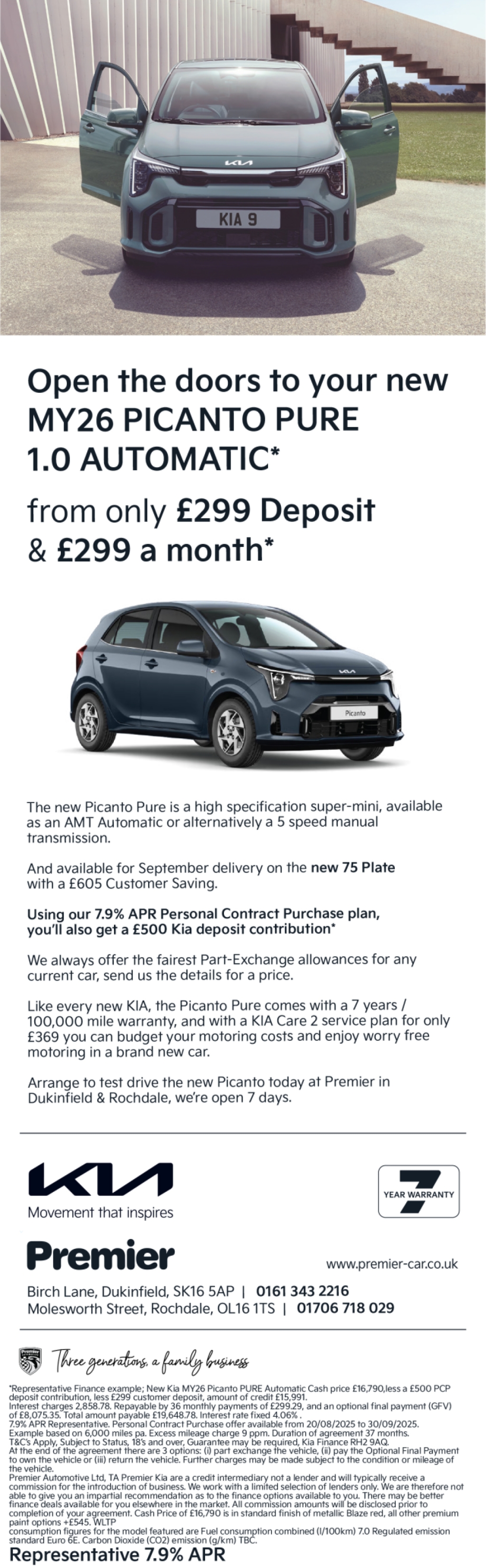 MY26 Picanto Pure Only £299 Deposit & £299 a Month! 
