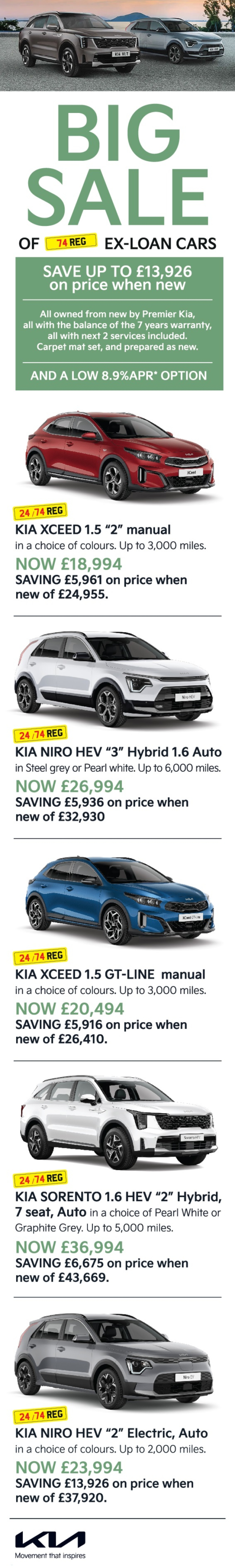 BIG SALE of 74 Reg ex-loan cars